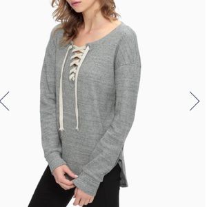 SPLENDID Thermal Gray Lace Up Tunic Top Shirt S